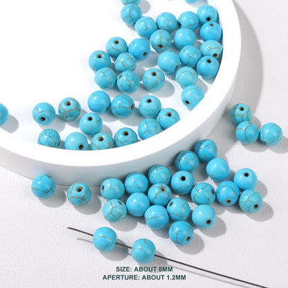 Risyfjew 50PCS 8mm Natural Turquoise Beads Gemstone Round Loose Beads for Jewelry Making Chakra Crystal Stone Beads for Bracelets Necklace Earrings Making Supplies (50pcs/Strand)