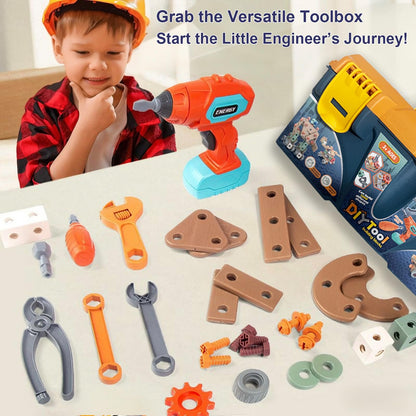 CZOALX 168PCS Kids Tool Set with Toy Drill & Toolbox, STEM Construction Building Toys, Toddler Tool Kit for Kids Boys Girls Ages 3-4-5-6-7-8, Pretend Play Design & Drill Set