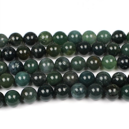 MJDCB Natural Moss Agate Round Crystal Energy Stone Beads Healing Power for Jewelry Making (10mm)