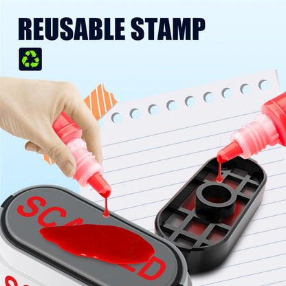 8-in-1 Office Stamps - Self-Inking Office Stamp Set for Paid, Copy, Void, Scanned, Entered, Original, Approved, and Confidential Stamps for Office Message Supplies - Red Ink (Office Stamps)