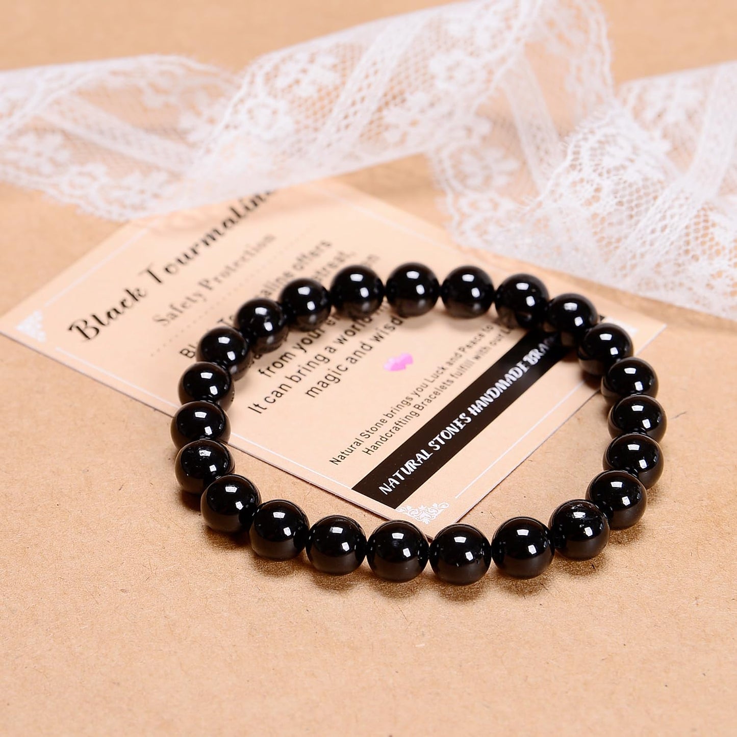 AD Beads Handmade Gemstone Stretch Elastic Bracelet Crystal Healing Reiki Nature's Beauty and Spiritual Essence Unisex (10mm, Black Tourmaline (Best Protection))