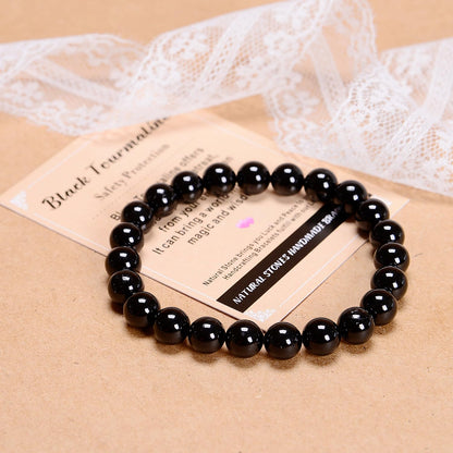 AD Beads Handmade Gemstone Stretch Elastic Bracelet Crystal Healing Reiki Nature's Beauty and Spiritual Essence Unisex (10mm, Black Tourmaline (Best Protection))