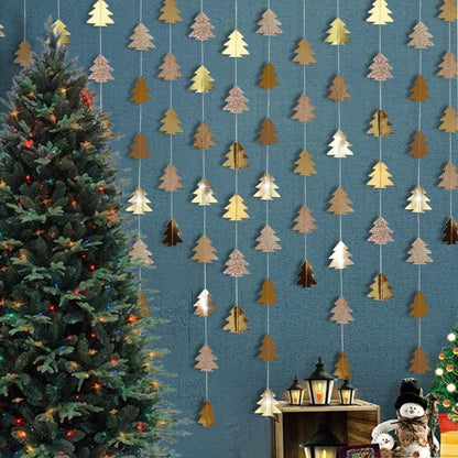 Cheerland Champagne Gold Tree Garland for Hanging Christmas Decorations Baby Shower Woodland Theme Party Decoration Christmas Streamers Backdrop Tree Garland Decor for Birthday Party New Year