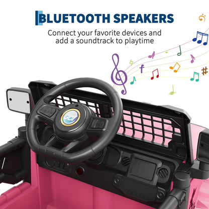 Hetoy Ride on Toys for Kids, Kids' Electric Vehicles, Electric Car for Kids, 12V Ride on Car with Remote Control, Spring Suspension, LED Lights, Bluetooth, 3 Speeds, Toddler Truck Vehicles(Pink)
