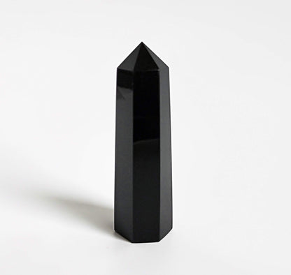 Black Obsidian Healing Crystal Wands Point Faceted Prism Bars for Reiki Chakra Meditation Therapy Deco