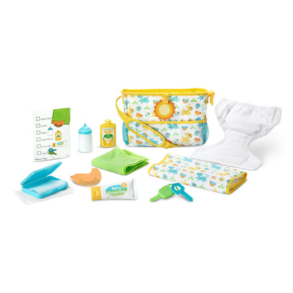 Melissa & Doug Mine to Love Travel Time Play Set for Dolls with Diaper Bag, Bottle, Sunscreen, More (17 pcs) - Baby Doll Accessories, Baby Doll Sets For Kids Ages 3+