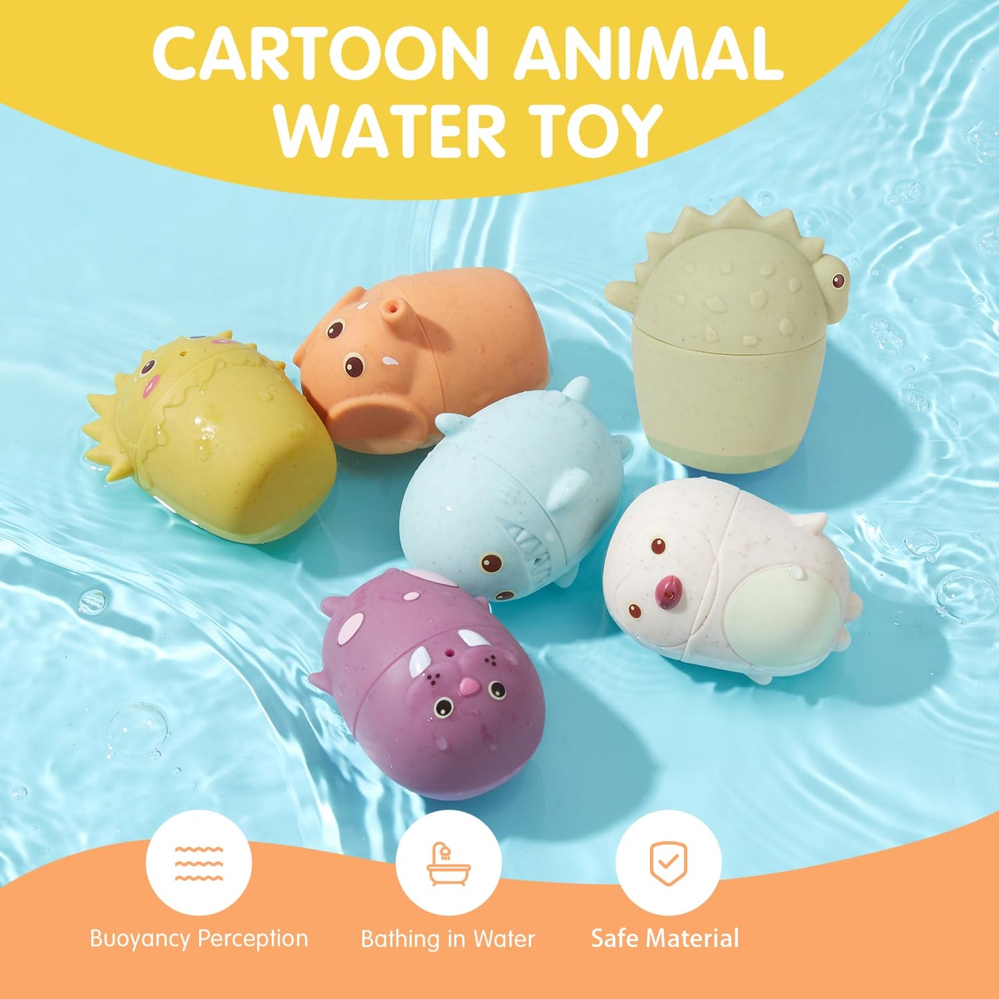 AMCHSURI Baby Bath Toys | 11PCS Mold-Free Stacking Boats & Animal Squirters | Sensory Bathtub Toys for Babies 6-12M & Toddlers 1-3Y | Water Table Pool Toys Educational Gift
