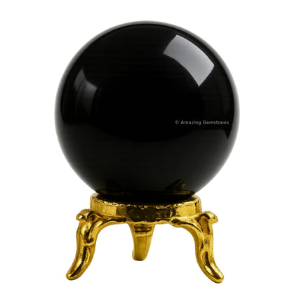 Amazing Gemstone Black Obsidian Crystal Ball with Stand - 2" Inches Crystal Sphere Meditation Balls for Witchcraft and Decorative Balls