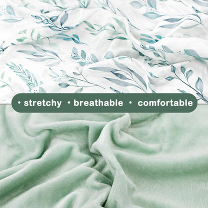 Newborn Lounger Cover, Soft Comfortable Baby Lounger Cover, 1 Pack Reversible Removable Slipover for Infant Lounger Pillow, Green Leaf (Lounger not Included)