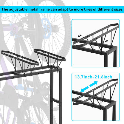 YBING Freestanding Bike Rrack Garage - 4 Bikes Vertical Bike Storage Stand, Floor Stand Bike Racks for Home and Garage Organizer, Indoor, Outdoor