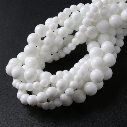 36PCS 10MM Natural White Agate Stone Beads Round Shape Suitable for Jewelry DIY Bracelet 15 Inches