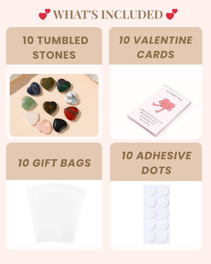 QianCannaor Pocket Hug Bulk Crystal Stone Gift Set – Natural Heart-Shaped, Bulk Mini Thoughtful Gifts for Friends, Coworkers & Family – Emotional & Inspirational Support, Encouragement, Valentine’s, Office & Holiday Christmas Gift (Heart 10Pcs)