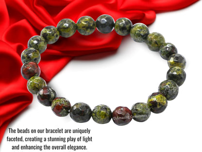 Amazing Gemstone Dragon Bloodstone Bracelet for Women - Chakra Mens Bracelet Protection Crystals and Healing Stones - Blessing Bracelet Spiritual Meditation Gift Christmas Stocking Stuffers