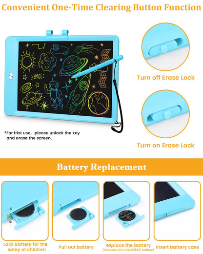 SplashNSpray Writing Tablet, 2pack LCD Drawing Tablet for Kids, Colorful Toddler Doodle Board, Erasable Reusable Electronic Drawing Pads, Educational and Learning Toy for 3+ Years Old Kids 8.5inch