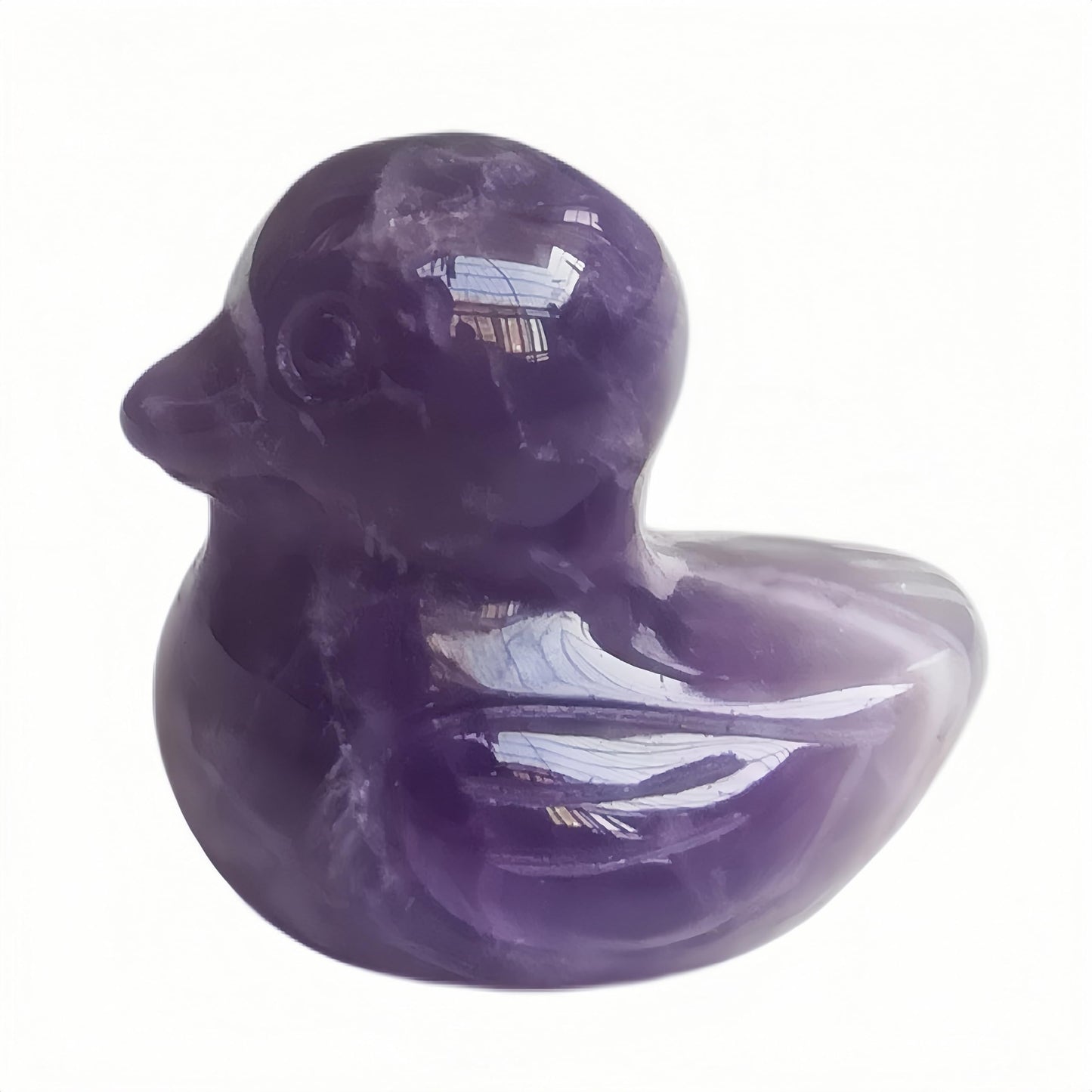 Bacatgem Natural Amethyst Crystal Duck Carving Positive Energy Home Decoration Desk Decor,1.18 Inchs Crystal and Healing Stone Ornament