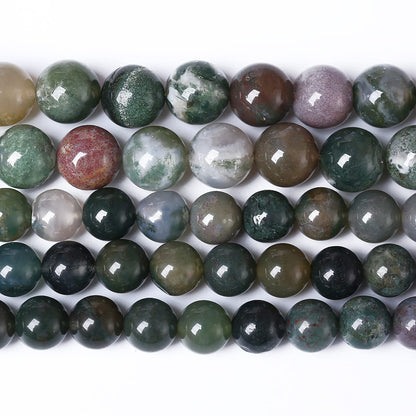 38pcs 10mm Natural Indian Agate Gemstone Beads Smooth Round Loose Spacer Beads for Jewelry Making DIY Bracelet Necklace 15" Strand