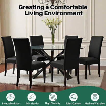 Dioxide High Stretch Chair Covers for Dining Chairs, Washable Dining Chair Covers Set of 6, Soft Dining Chairs Seat Covers, Parsons Chair Slipcover Protectors for Home Hotel Restaurant Banquet