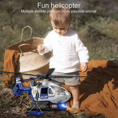 XUEXUE Large Police Helicopter Toy 15 Inch, Kids Helicopter with Crane & Hanging Tray, Toy Helicopter with Lights and Sounds, Helicopter Toys for Kids 3-5, Birthday Gift for Boys Age 3-7