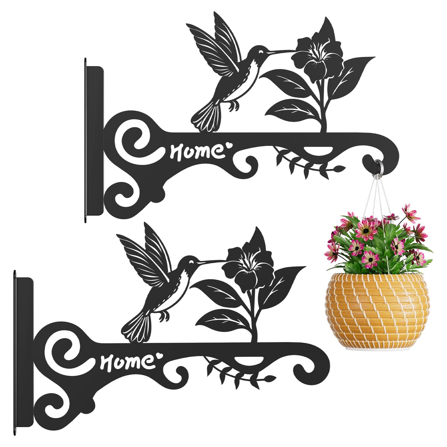 BBTFAA Metal Plant Hooks (2-Pack) - Decorative Wall Hangers with Bird Design for Indoor & Outdoor Use - Hanging Brackets for Plants, Flower Baskets, Bird Feeders, Lanterns - Patio, Garden, Home Decor