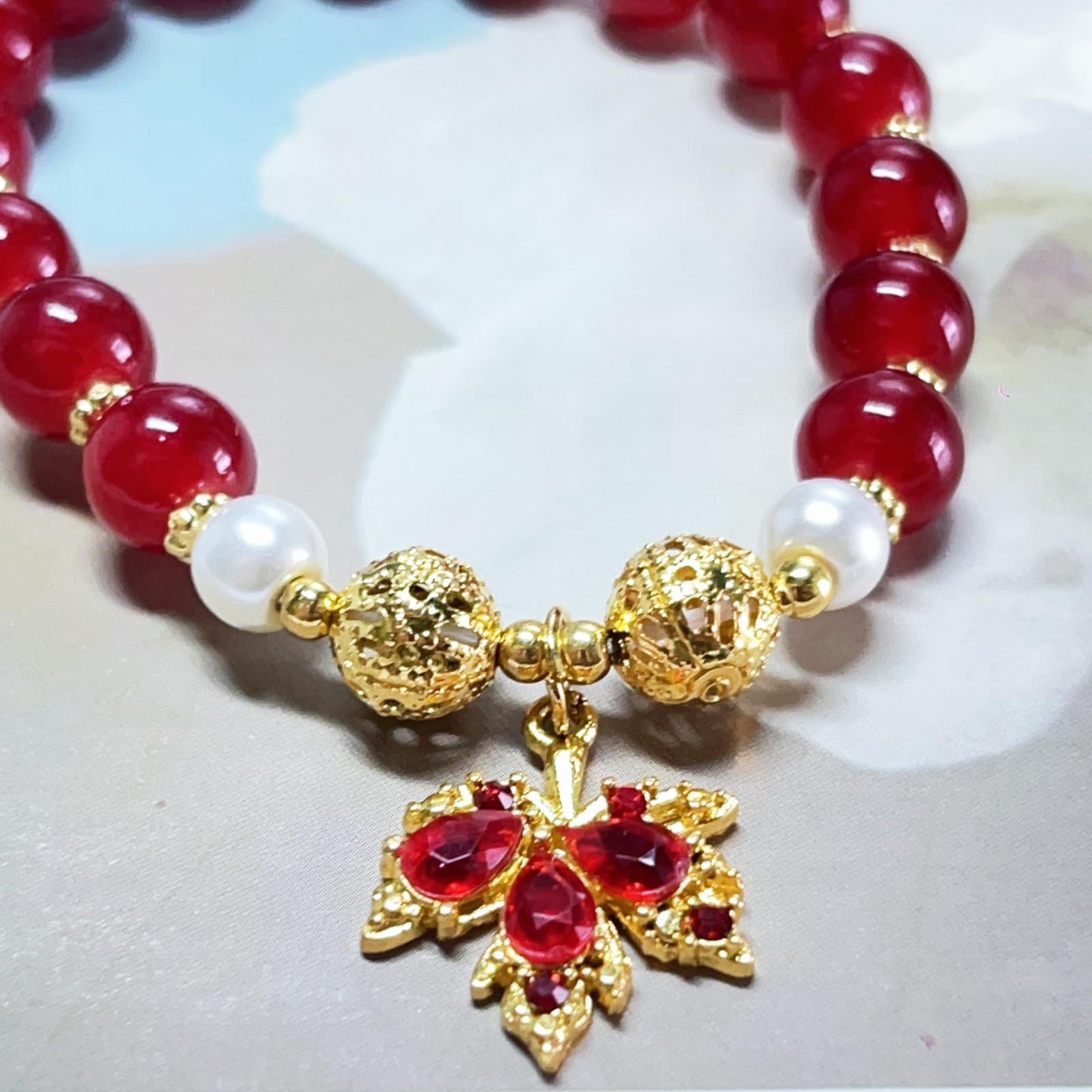 WETMT Fall Bracelet for Women Crystal Maple Leaf Charms Bracelet Gold Red Jade Stretch Bracelet Autumn Thanksgiving Beaded Bracelet Natural Stone Bracelet Vintage Fall Jewelry