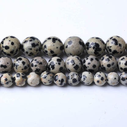 60PCS 6MM Natural Dalmatian Jasper Stone Beads Energy Healing Beads for DIY Jewelry Bracelet Necklace Making for Jewelry Making15Inch