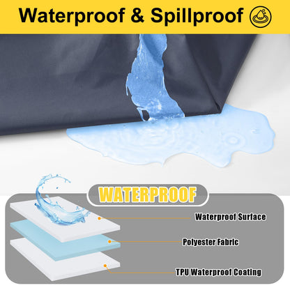 Smiry Picnic Table Cover with Bench Covers, Waterproof Elastic Fitted Polyester Tablecloths for 6 Ft Rectangle Tables, Washable Windproof Tablecloth for Camping, RV & Outdoor (Navy, 30x72 Inches)