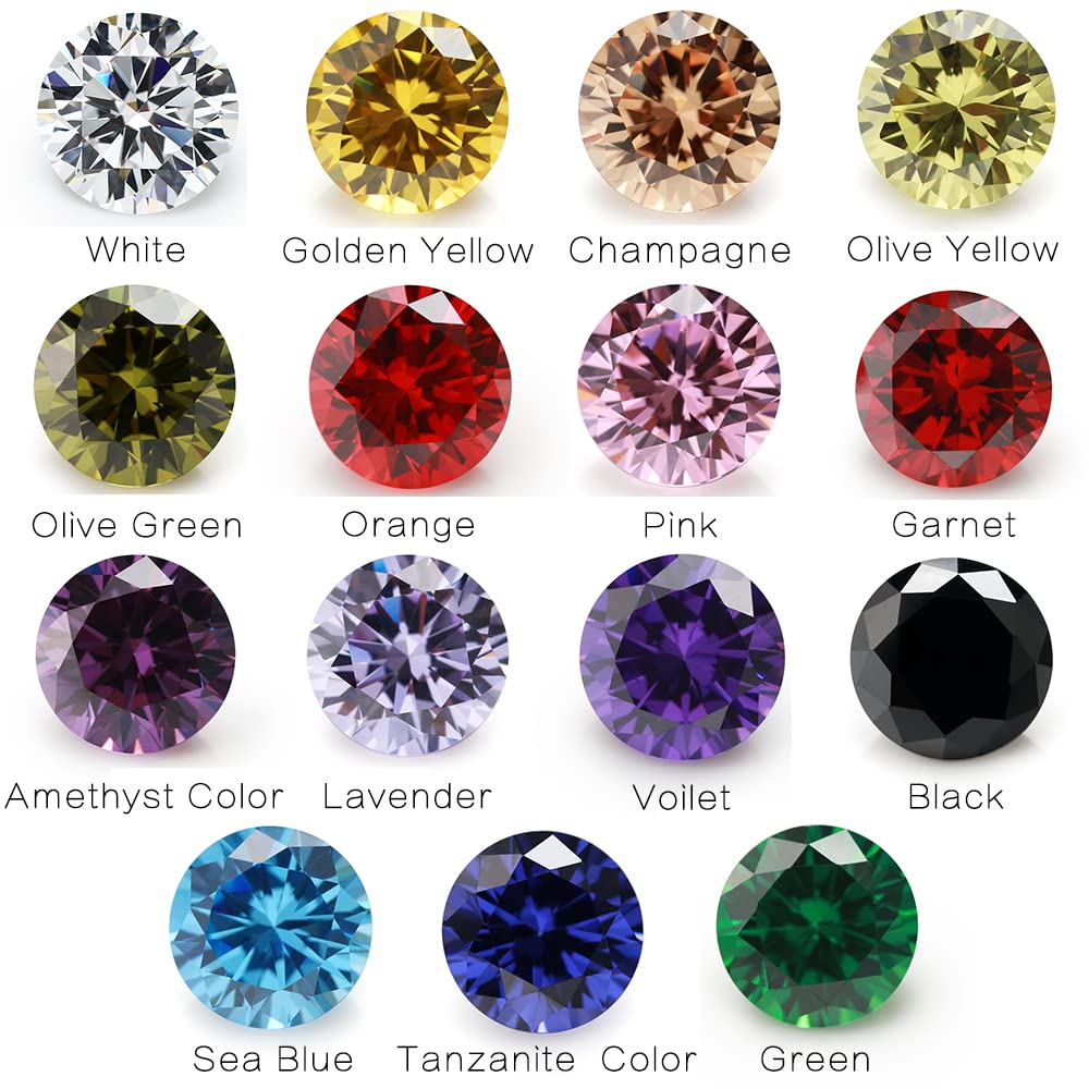 JIANGYUANGEMS 1500pcs 3mm Round Cut 5A Cubic Zirconia Stone Mix 15 Colors Loose CZ Synthetic Gemstone for Jewelry Making 100pcs per color