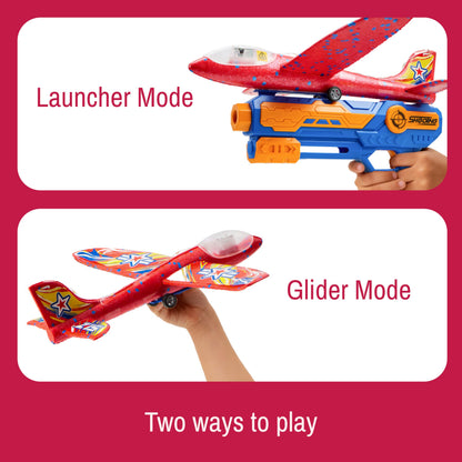 JOYIN LED Foam Glider Airplane Launcher Set, 3 Light-Up Flying Planes with 1 Handheld Launcher, Long Distance Outdoor Flying Game for Teens & Adults (14+)