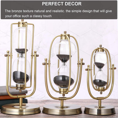 SuLiao 60 Minutes Hourglass Sand Timer, 360° Rotating Black Sand Clock, Metal Sand Watch 60 Min for Home Office Desk Decorative