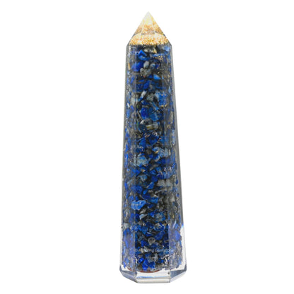 Amazing Gemstone Lapis Lazuli Orgonite Orgone Crystal Towers - Large 4.5" Orgonite Crystal Wand Obelisk Tower Point for Meditation, Crystals and Healing Stones Gift and Protection