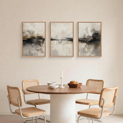 HOURIA Large Abstract Neutral Beige & Black Framed Canvas Wall Art Set,Modern Minimalist Brown Wall Decor,Textured Gray Tan Illustrations Artwork for Living Room, Bedroom, Farmhouse- 24"x36"x3