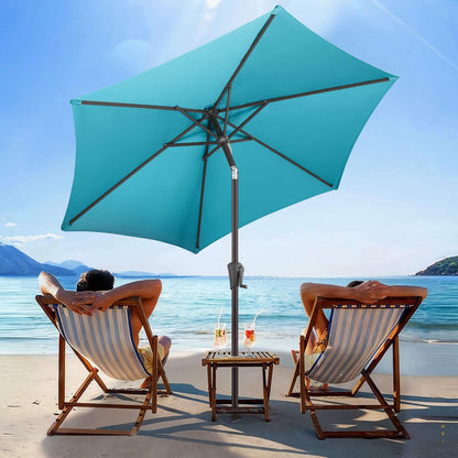 AckMizz 7.5ft Outdoor Patio Umbrella - Table Umbrella Waterprool UV Protection, Sombrillas de Patio with Push Button Tilt, Sun Umbrella for Pool, Porch, Garden, Deck, Backyard (Aqua Blue)