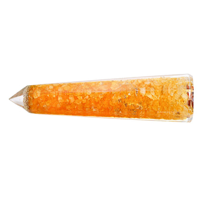 Amazing Gemstone Citrine Orgonite Orgone Crystal Towers - Large 4.5" Orgonite Crystal Wand Obelisk Tower Point for Meditation, Crystals and Healing Stones Gift and Protection