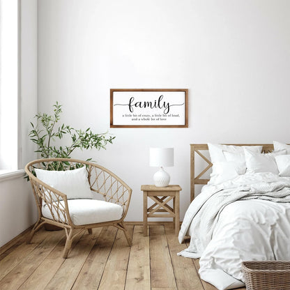 MODE HOME Family Sign for Home Decor, Farmhouse Family Wall Decor with Wood Frame for Wall, Kitchen, Living Room, Bathroom, Bedroom