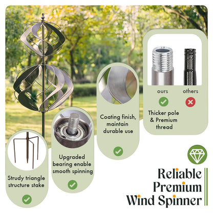 Winwindspinner Wind Spinners Outdoor Metal - Large Kinetic Wind Spinner for Yard Garden, Windmills Lawn Ornament Décor for Lawn Patio (Height 84")