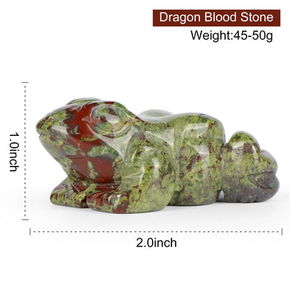 SMQ 2 Inch Crystal Frog, Natural Dragonblood Figurine, Hand Carved Statue Decor, Healing Stone Crystal Animal With Gift Box