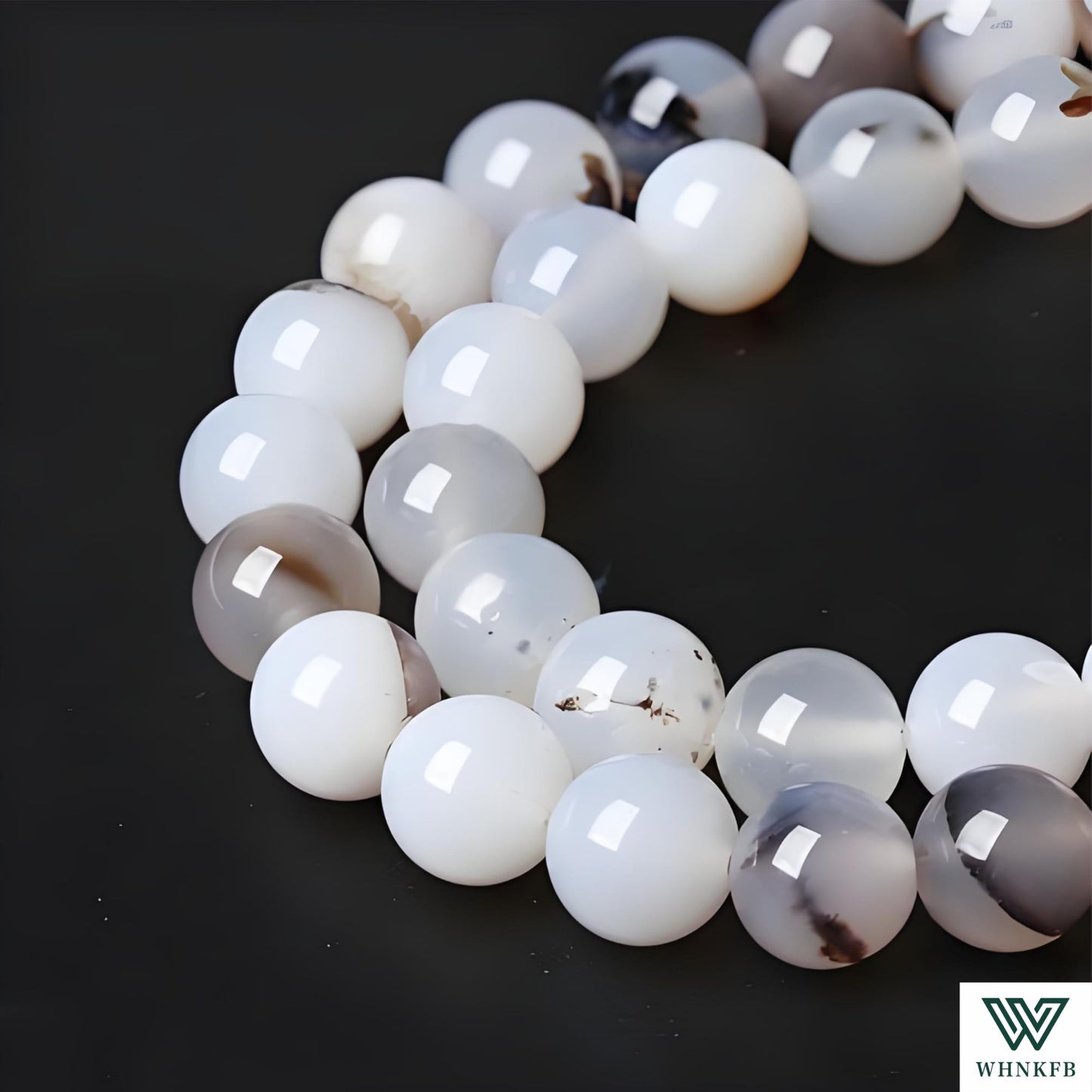 WHNKFB 6mm 100PCS Natural Black Flower Agate Round Beads, Gothic Dendritic Loose Gemstone Beads for Jewelry Making Craft - 4mm 6mm 8mm 10mm Options with Free Elastic Cord