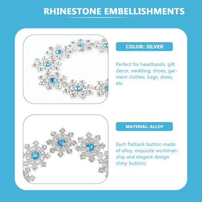 30pcs Crystal Rhinestone Snowflake Buttons Flatback Embellishments for Craft DIY Jewelry Scrapbooking