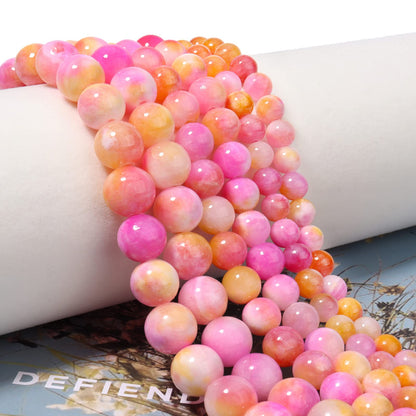 35pcs 10mm Natural Stone Beads Pink Yellow Persian Jade Beads Energy Crystal Healing Power Gemstone for Jewelry Making, DIY Bracelet Necklace