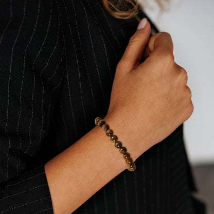 Gnamy Tiger Eye Beads Bracelet for Women, Healing Crystal Bracelet for Spiritual Healing Positive Energy Stress Relief, Natural Stone Stretch Beaded Bracelets Birthday Valentines Gifts Jewelry for Her Daughter Best Friends