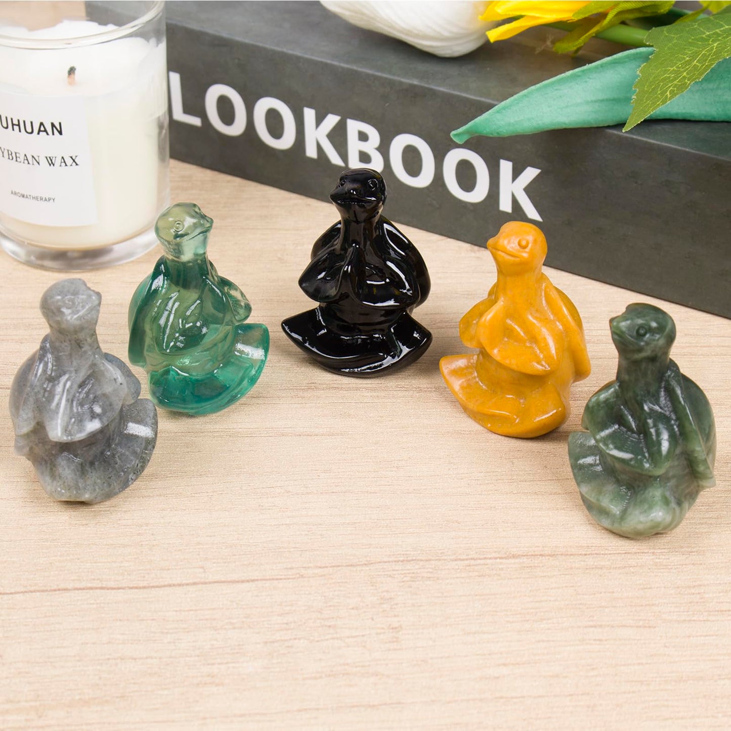 QLRSUXN Fluorite Sea Turtle Meditation Crystal Yoga Sculpture,Hand Carved Healing Figurine Spiritual Decor Chakra Balancing Gift,Zen Statue for Home Office Decorations
