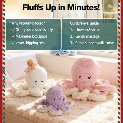 DENTRUN Octopus Stuffed Animals, Giant Octopus Plush Doll Play Toys for Kids Girls Boys Adults Birthday Xmas Halloween Present Stuffed Sea Animals Plushie, 7/16/24/32 Inches, 5 Colors