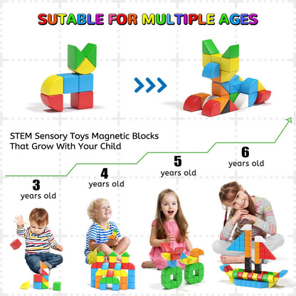 Hiwawind 84pcs Magnetic Blocks,Toys for 3 Year Old Boys & Girls, Sensory Toys for Kids with Autism, STEM Preschool Montessori Toys for Toddlers 3-5, Christmas Toys Birthday Gifts for Grandkids