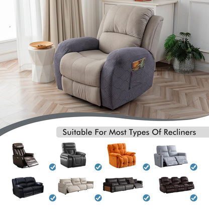 YUEANG 100% Waterproof Armrest Covers for Recliner Sofa, 2 Pieces Stretch Recliner Armrest Slipcovers Washable Couch Arm Covers for Recliners for Pets, Dogs, Kids (Dark Gray, Armrest Covers)