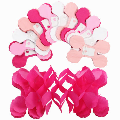 Rose-Red Pink-White Party-Decorations Streamers Garland - 157Ft Four-Leaf Clover Hanging Banner,Wedding Girl Birthday Baby Bridal Shower Engagement Bachelorette Decor Hugtmr