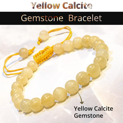 ANAYA AGATE Healing Crystal Bracelet – Chic Gemstone Bracelet for Men and Women – 8mm Round Bead Bracelets for Spiritual Healing, Protection, Positive Energy - Yellow Calcite