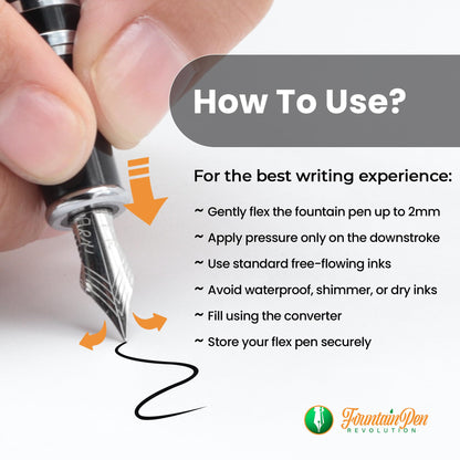 FPR Ambassador Ultra Flex Nib Fountain Pen Set, Chiseled Chrome - Refillable Pen w/Cartridges & Converter - Calligraphy Pens for Writing, Journaling & Gifting - Luxury Pens For Smooth Strokes
