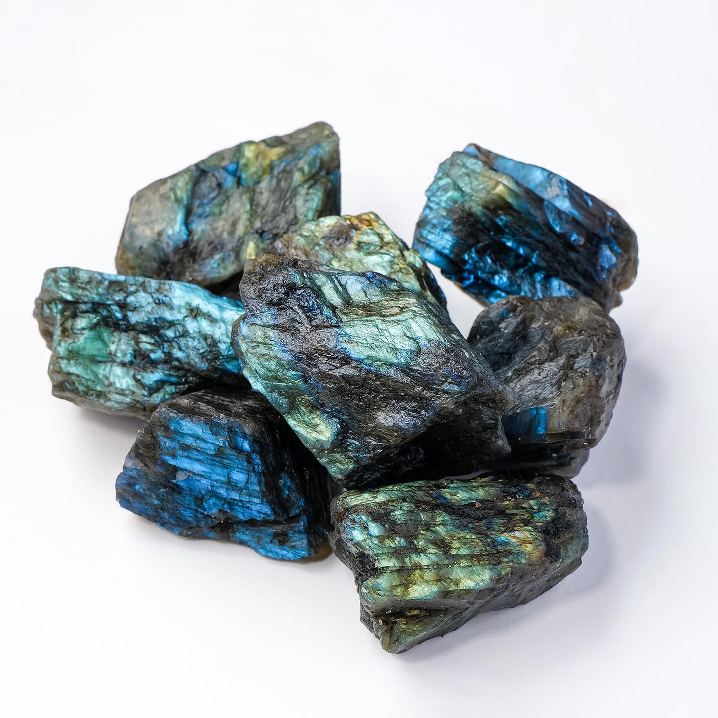 Apengshi Labradorite Raw Crystals 2PCS Natural Rough Rocks Healing Crystal and Stones DIY Raw Stones Meditation Fountain Garden Home Decor