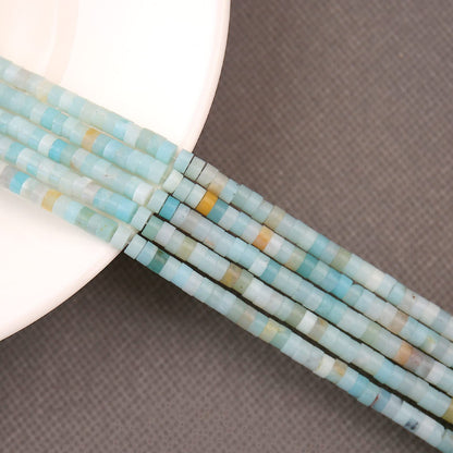 BONNY BOXX 150PCs Natural Amazonite Spacer Beads, Loose Semi Precious Flat Round Gemstone Heishi Disc Stone Beads for Beading Jewelry Making 4mm*2mm