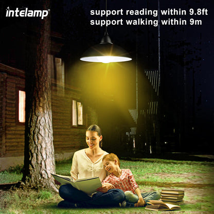intelamp Solar Pendant Lights Indoor Outdoor, 4000mAh Gazebo Shed Chandeliers with Remote All Day/Night Mode 16.4Ft Hanging Warm White Lighting for Outside Barns Chicken Coop